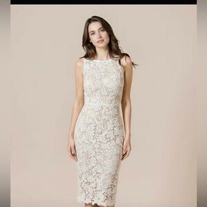 LOFT Cream Lace Midi Dress